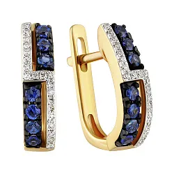 Серьги, Золото 585, Сапфир 65-41E00832-S0DDSA
