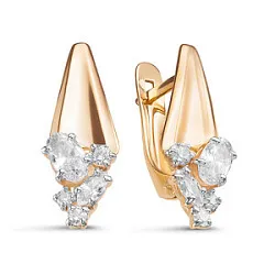Серьги, Золото 585, Фианит 128424 Серьги, Золото 585, Фианит 128424