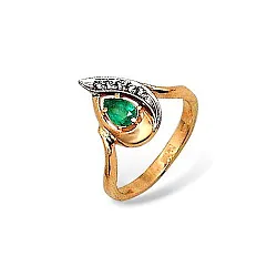 Кольцо Золото 585, Изумруд 14000196