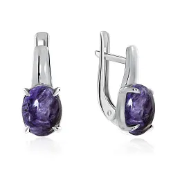 Серьги, Серебро 925, Чароит 2340460369 Серьги, Серебро 925, Чароит 2340460369