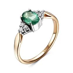 Кольцо Золото 585, Изумруд 24000170