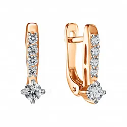 Детские серьги,  Золото 585, Фианит Срг292004НГ/бцФ/з585