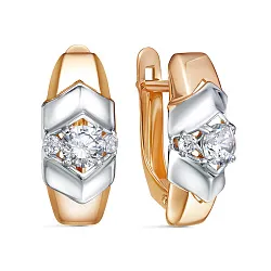 Серьги, Золото 585, Фианит 1200570 Серьги, Золото 585, Фианит 1200570