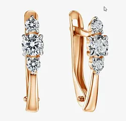 Серьги, Золото 585, Фианит Срг292168НГ/бцФ/з585 Серьги, Золото 585, Фианит Срг292168НГ/бцФ/з585