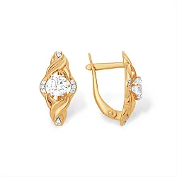 Серьги, Золото 585, Фианит С1329601 Серьги, Золото 585, Фианит С1329601