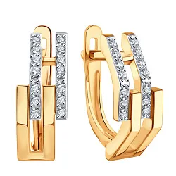 Серьги, Золото 585, Фианит Т14702Г716