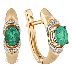 Серьги, Золото 585, Изумруд 36-41E01275-S0DDEM