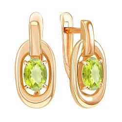 Серьги, Золото 585, Хризолит 02-52-0392-05