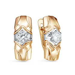 Серьги, Золото 585, Фианит 1200599 Серьги, Золото 585, Фианит 1200599