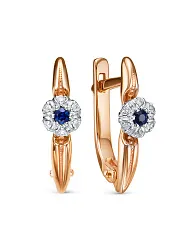 Серьги, Золото 585, Сапфир 94010218 Серьги, Золото 585, Сапфир 94010218