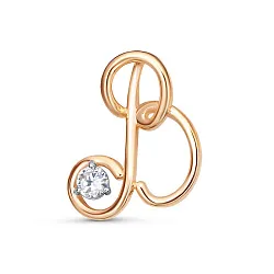 Подвеска буква В,  Золото 585, Фианит 0302864 Подвеска буква В,  Золото 585, Фианит 0302864