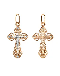 Подвеска крест, Золото 585, Фианит КрстЛАжСр01/бцФ/з585