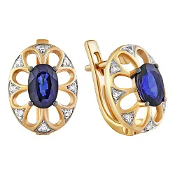 Серьги, Золото 585, Сапфир 36-41E01049-S0DDSD
