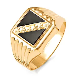 Кольцо мужское (печатка). Золото 585, Фианит 040138