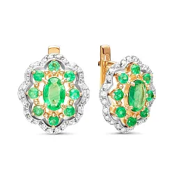Серьги, Золото 585, Изумруд 94010106-1