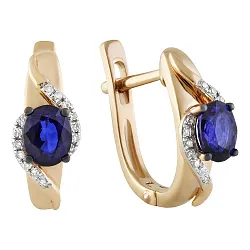 Серьги, Золото 585, Сапфир 36-41E01118-S0DDSD