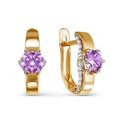 Серьги, Золото 585, Аметист 322971 Серьги, Золото 585, Аметист 322971