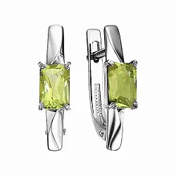 Серьги, Серебро 925, Хризолит С622-6068Хр