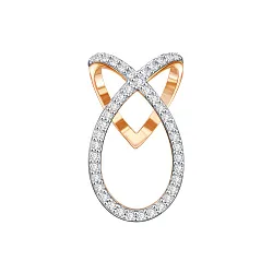 Подвеска фантазийная,  Золото 585, Фианит 04-63-0323-00