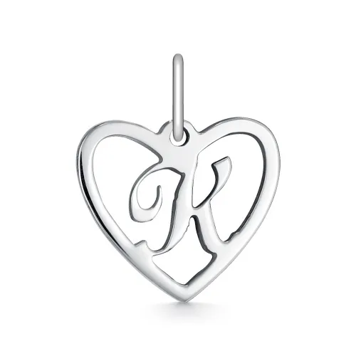 Подвеска буква К,  Серебро 925, 1-00034