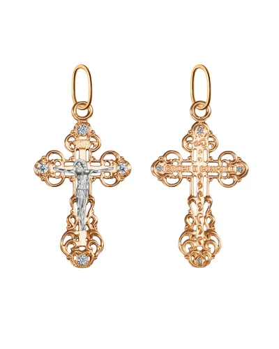 Подвеска крест, Золото 585, КрстЛАжСр01/бцФ/з585 Подвеска крест, Золото 585, КрстЛАжСр01/бцФ/з585