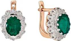 Серьги, Золото 585, Изумруд 131111ю