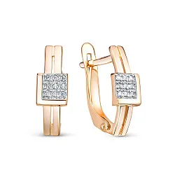 Серьги, Золото 585, Фианит 1206021 Серьги, Золото 585, Фианит 1206021