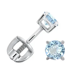 Серьги пусеты-гвоздики, Серебро 925, Топаз П340070140