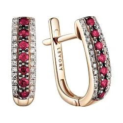 Серьги, Золото 585, Рубин 65-41E00836-S0DDRU