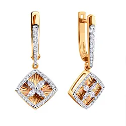 Серьги, Золото 585, Бриллиант Т14162Г800