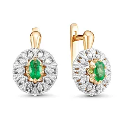 Серьги, Золото 585, Изумруд 24010111-1 Серьги, Золото 585, Изумруд 24010111-1