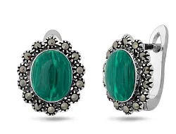 Серьги, Серебро 925, Малахит 656442