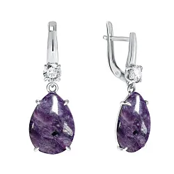 Серьги, Серебро 925, Чароит 2340460502 Серьги, Серебро 925, Чароит 2340460502