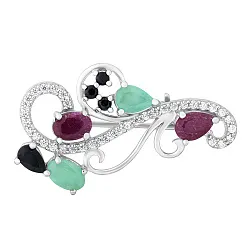  Брошь Серебро 925, Изумруд 652990