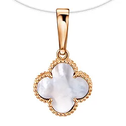 Подвеска фантазийная,  Золото 585, Жемчуг ПдКлеверЛ56/прлмтр/з585