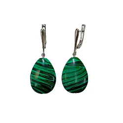 Серьги, Серебро 925, Малахит 3026мр-с