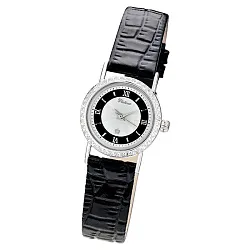 Часы,  Серебро 925, черный КЗМ,фианит 98106.235 Часы,  Серебро 925, черный КЗМ,фианит 98106.235