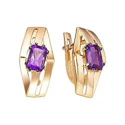 Серьги, Золото 585, Аметист С124-5772Ам Серьги, Золото 585, Аметист С124-5772Ам