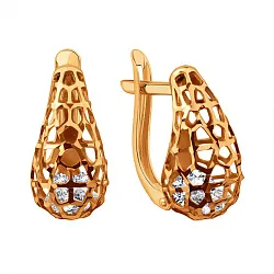 Серьги, Золото 585, Фианит Т10762Г708