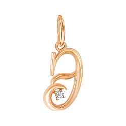 Подвеска буква Э,  Золото 585, Фианит 04-63-0272-00