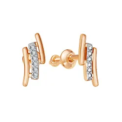 Серьги пусеты-гвоздики, Золото 585, Фианит 02-8668