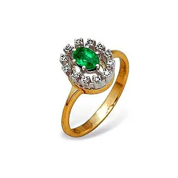 Кольцо Золото 585, Изумруд 14000140