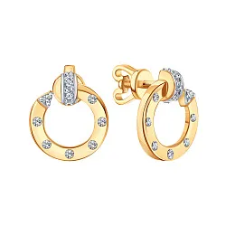 Серьги пусеты-гвоздики, Золото 585, Фианит Т14202Г117