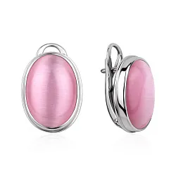 Серьги, Серебро 925, кошачий глаз синтетический розовый 2340266388-1-30 Серьги, Серебро 925, кошачий глаз синтетический розовый 2340266388-1-30