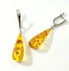 Серьги, Серебро 925, Янтарь 0220р-с
