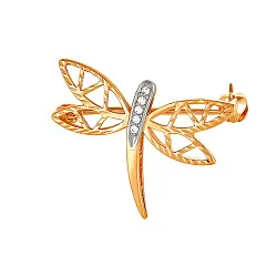 брошь Золото 585, Фианит 403407 1 1 1  брошь Золото 585, Фианит 403407 1 1 1