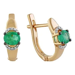 Серьги, Золото 585, Изумруд 65-41E01099-S0DDEM