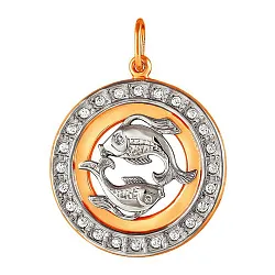 Подвеска знак зодиака Рыбы 19.02-20.03, Золото 585, Фианит 327607 1 1 1рыб Подвеска знак зодиака Рыбы 19.02-20.03, Золото 585, Фианит 327607 1 1 1рыб