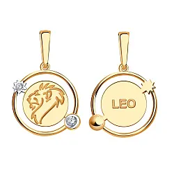 Подвеска знак зодиака Лев 23.07-22.08, Золото 585, Фианит 09-63-0039-00