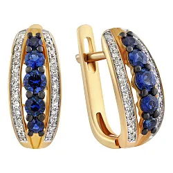 Серьги, Золото 585, Сапфир 65-41E00856-S0DDSA